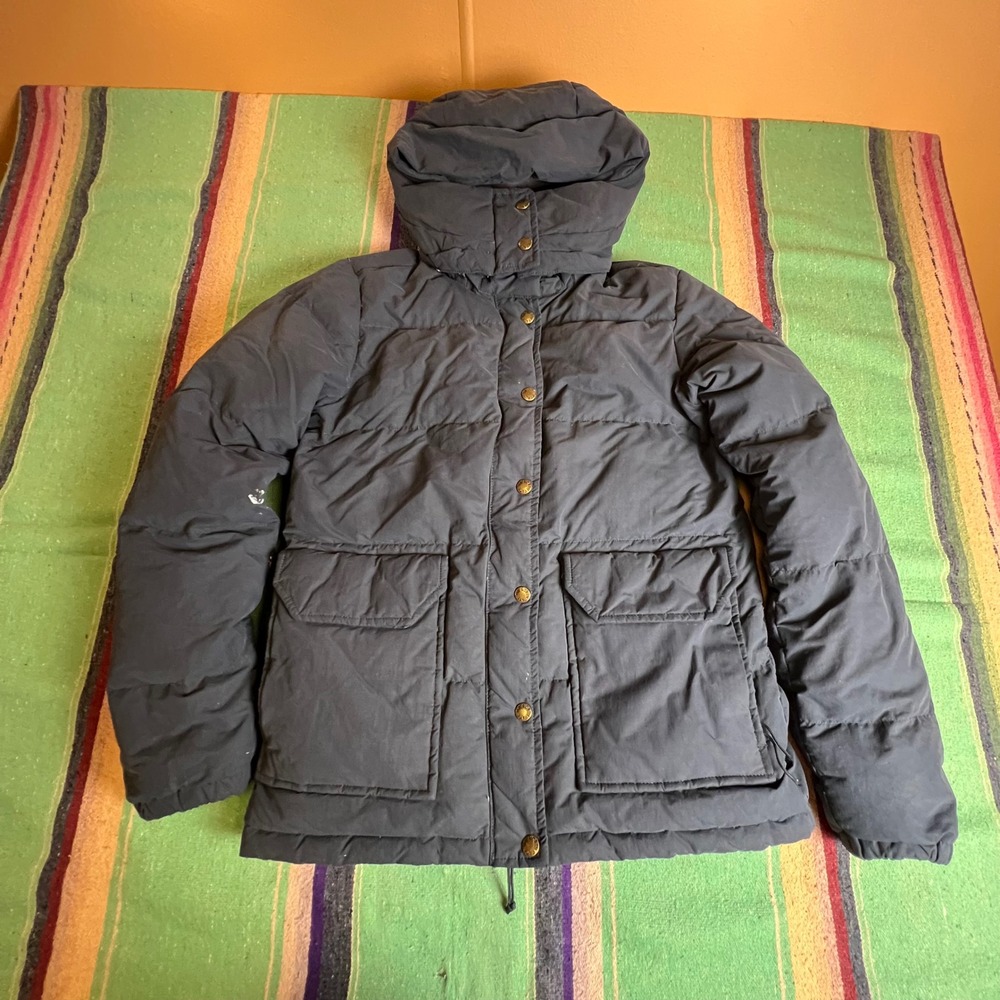 The North Face Puffer Jacket Women XS Navy Blue Down Hooded Parka Coat